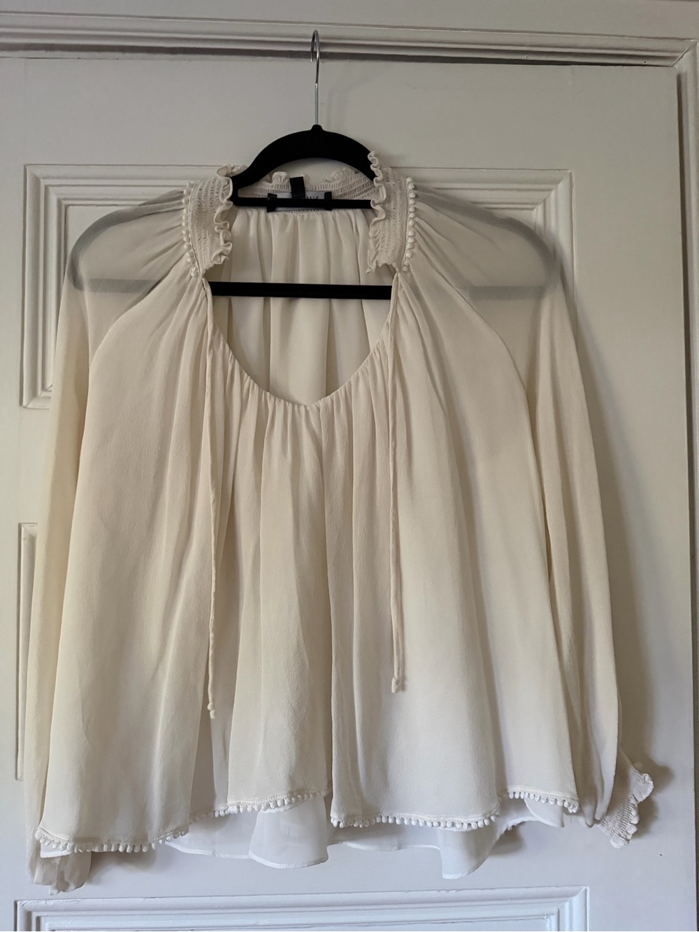 Women's Cream Peasant Blouse - Lightweight Flowing Top